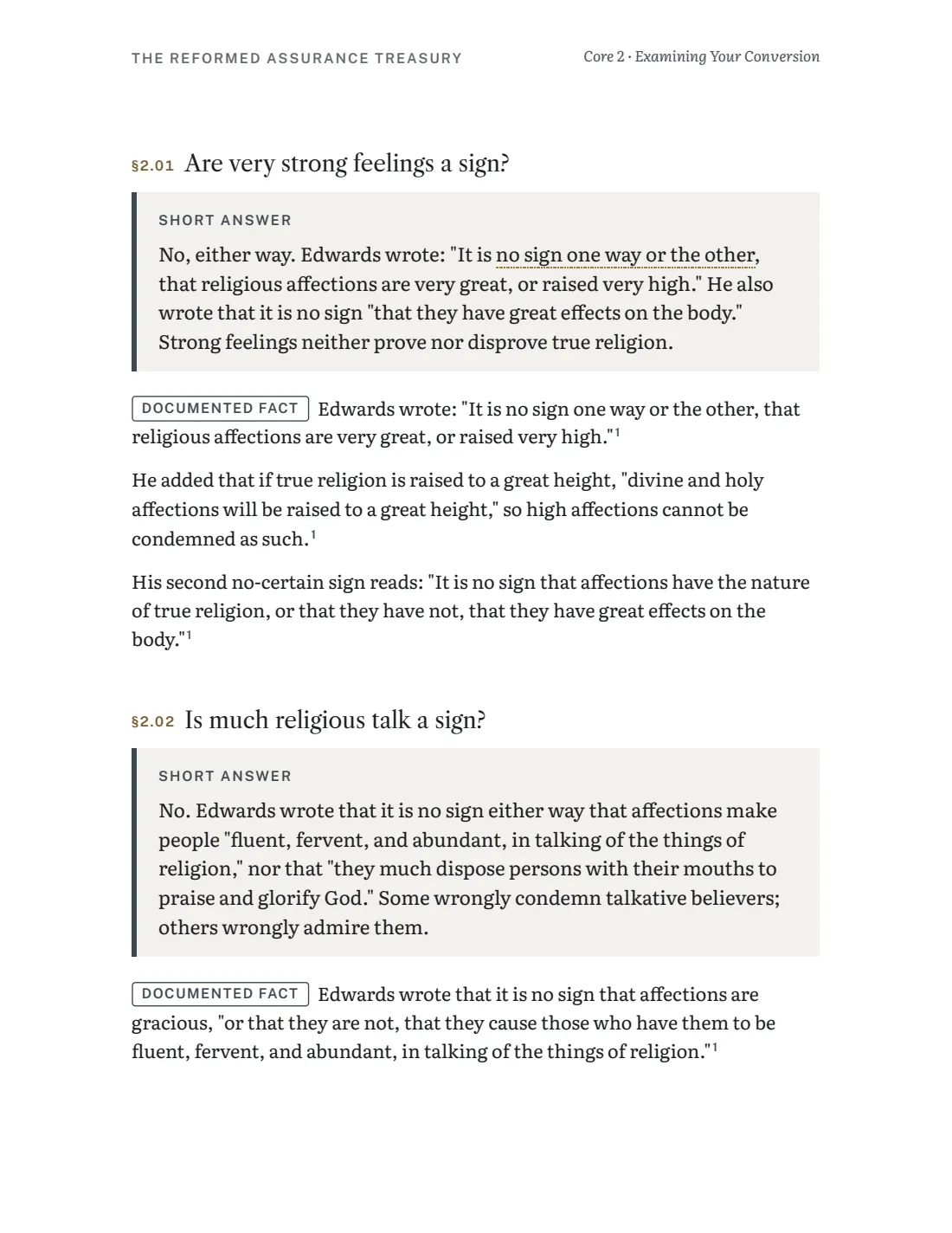Page from Core 2 on whether strong feelings are a sign